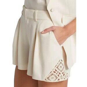 Cinq A Sept Shorts Corinna Pleated Front Crochet Lace Detail Womens 8